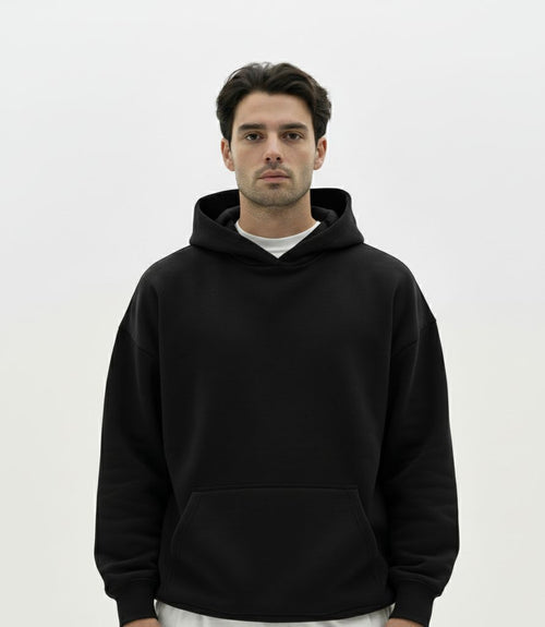 Black Essential Boxy Fit Hoodie