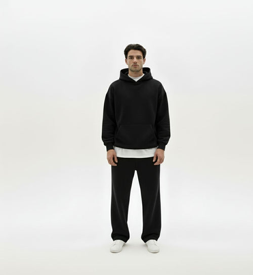 Black Essential Boxy Fit Hoodie
